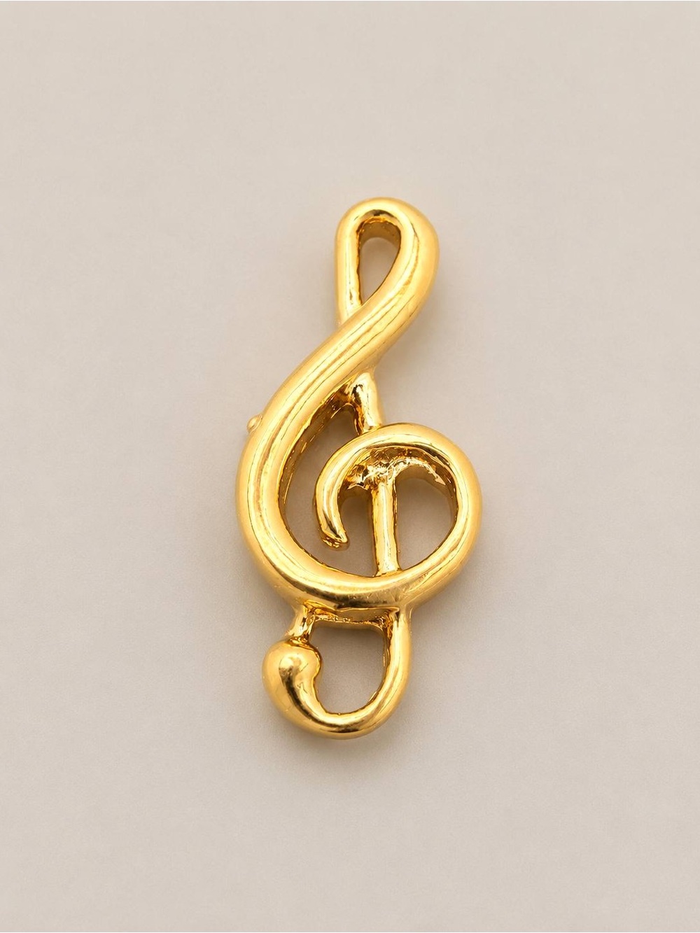 Vintage 18k Solid Yellow Gold Treble Clef Musical Note Musical Symbol Brooch Lap